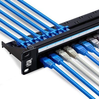 Patch Panel 24 Port Cat6 19 inch with Inline Keystone, Passthrough UTP Couplers