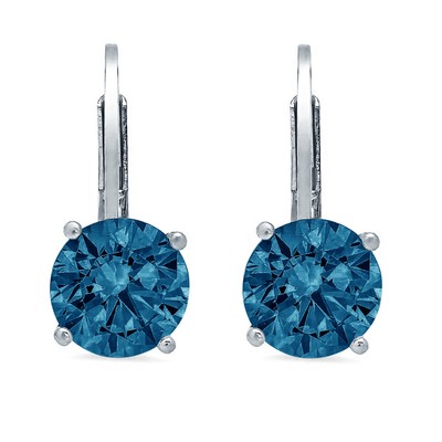 Pre-owned Pucci 3.0 Ct Round Natural London Blue Topaz Drop Dangle Gift Earrings 14k White Gold