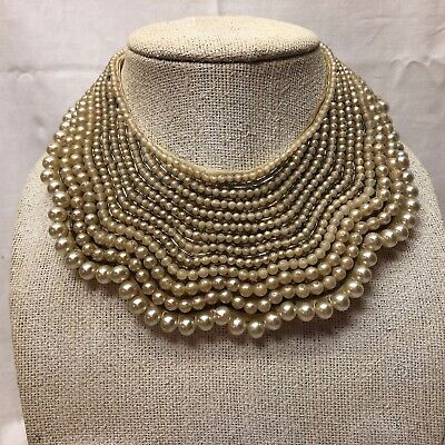 Vintage Collar Faux Pearl Beaded Made in Japan