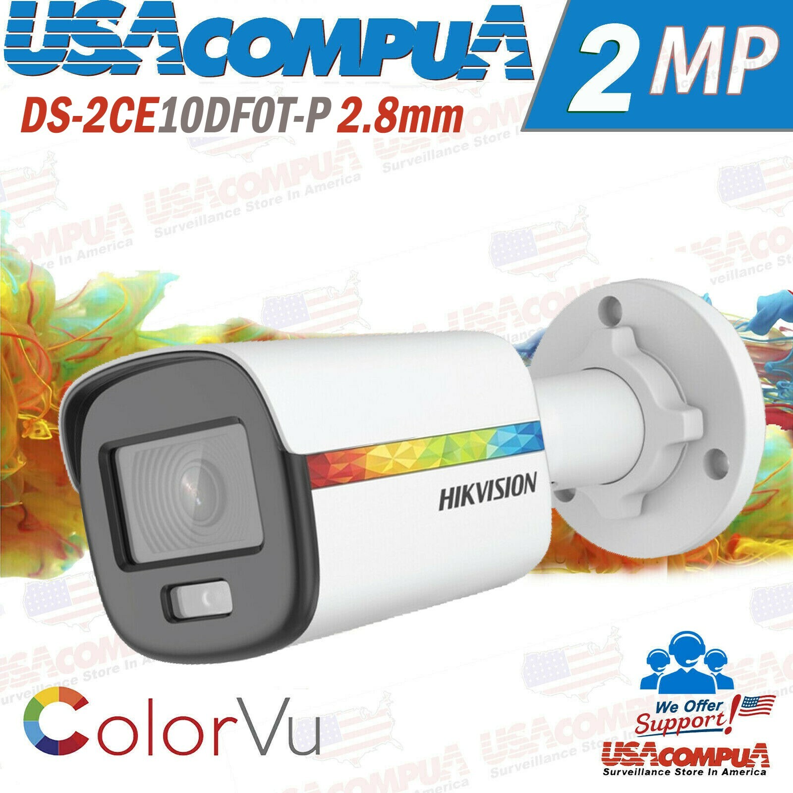 Hikvision 2MP ColorVu DS-2CE10DF3T-F IR DNR/WDR Bullet Camera 2.8 MM  0,0 LUX
