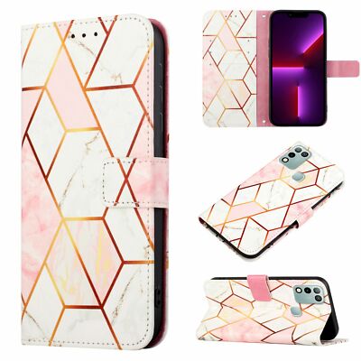 Case For Infinix Hot 10 play Leather Phone Protector Marble Cover Flip Wallet