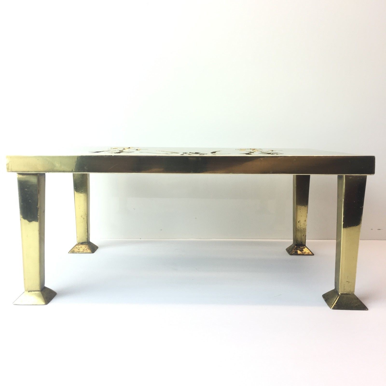 Japanese Brass Footman Trivet Kettle Stand Fireplace Hearth Display Table Stool