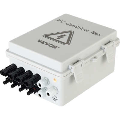 VEVOR 4 String Solar PV Combiner Box 15A Circuit Breaker for Solar Panel System