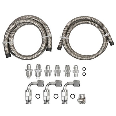 6AN Power Steering Pump Hose 3FT Stainless Steel High Pressure Silver Universal