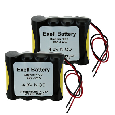 2pc Exell  4.8V Custom NiCd 1000mAh Battery Pack w/ 5'' AWG Bare Wire Leads