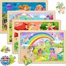 Wooden Puzzles for Kids Ages 4-6, 4 Pack with 24 Pieces Unicorn, Mermaid, Princess, Elf Wooden Puzzles for Toddlers Set, Educational and Learning Puzzles, Gifts for 3 4 5 6 Year Old Boys Girls