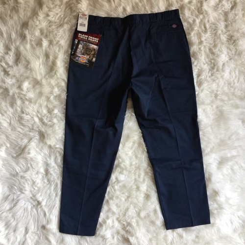 Dickies Mens New Pants Size 46x32 Navy Blue Plain Front Twill Work Pants C6