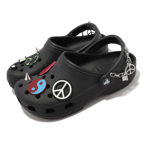 

Crocs Classic Creat Your Peace Clog Черные мужские сандалии унисекс без шнурков 207571-001, Черный, Classic Creat Your Peace Clog
