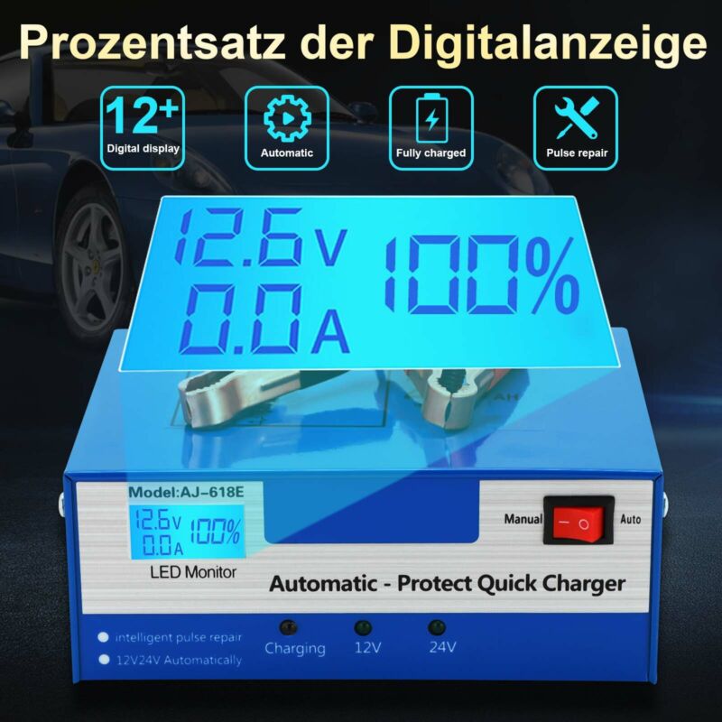 Profi 12V/24V Intelligente Auto KFZ Batterie Ladegerät Impuls Reparatur LKW PKW