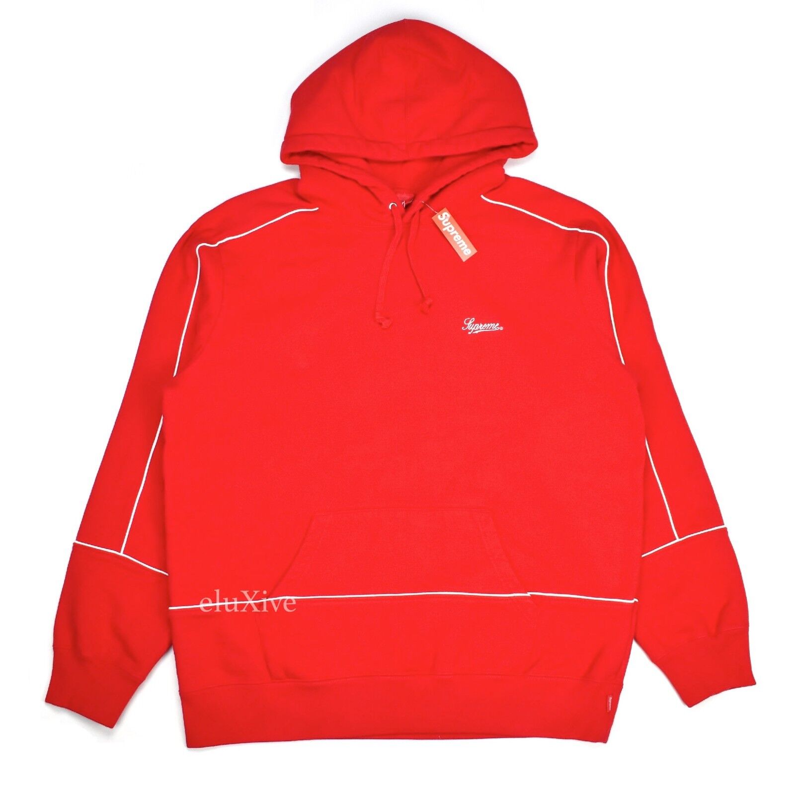 NWT Supreme NY Red White Piping Script Logo Hoodie NWT Supreme NY Red White Piping Script Logo Hoodie