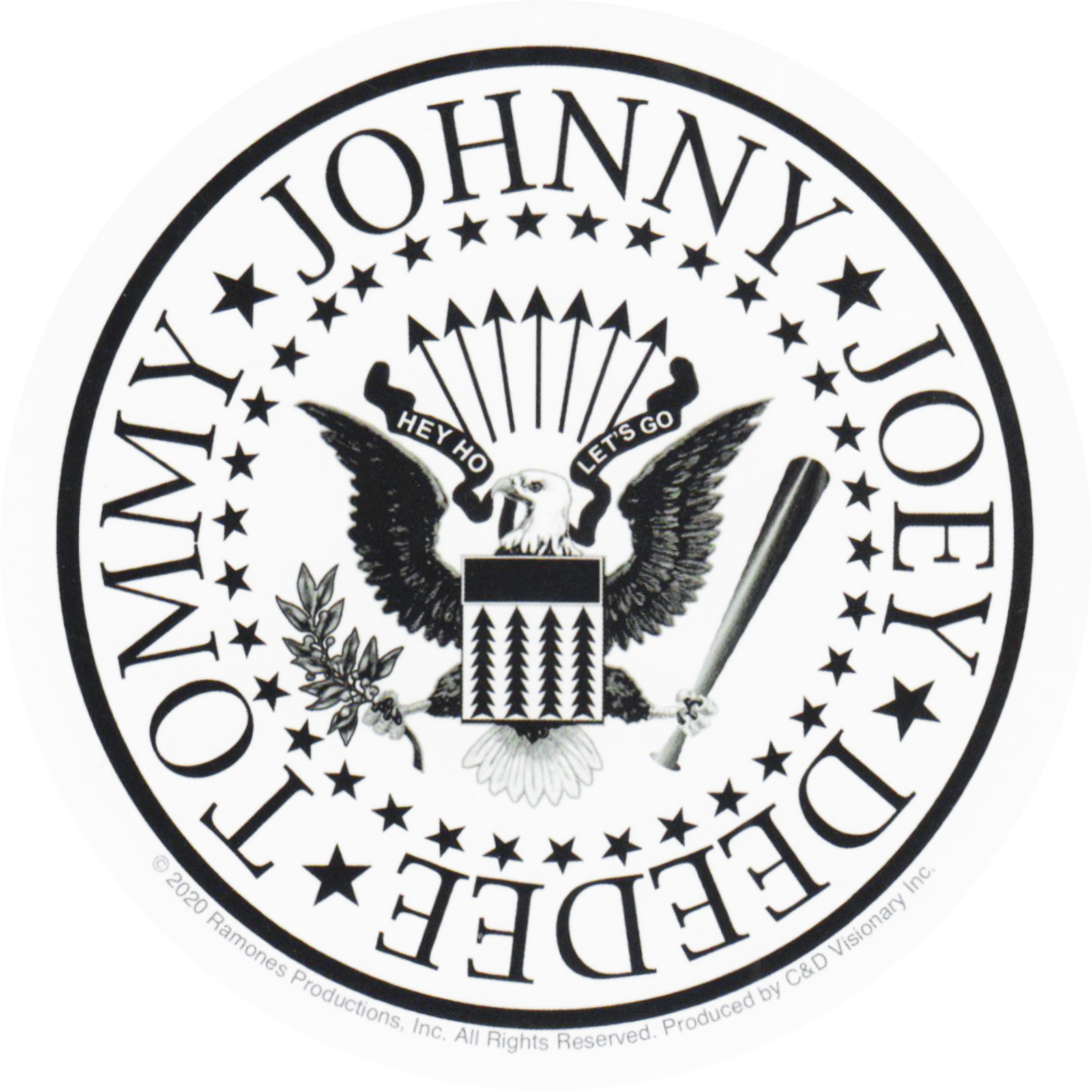 Sticker - Ramones Johnny Joey Deedee Tommy Eagle Round 4