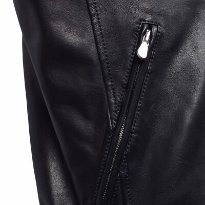Pre-owned Brunello Cucinelli Men's Biker Style 100% Genuine Leather Jacket In Black