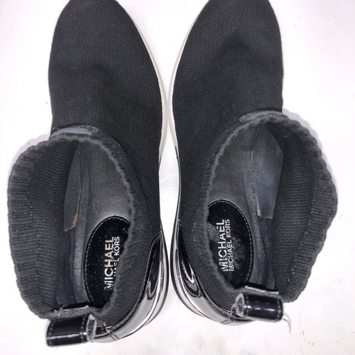 Michael Kors Skyler Wedge Slip-On Sock Fabric Bootie Sneaker Size 8 Silver Trim