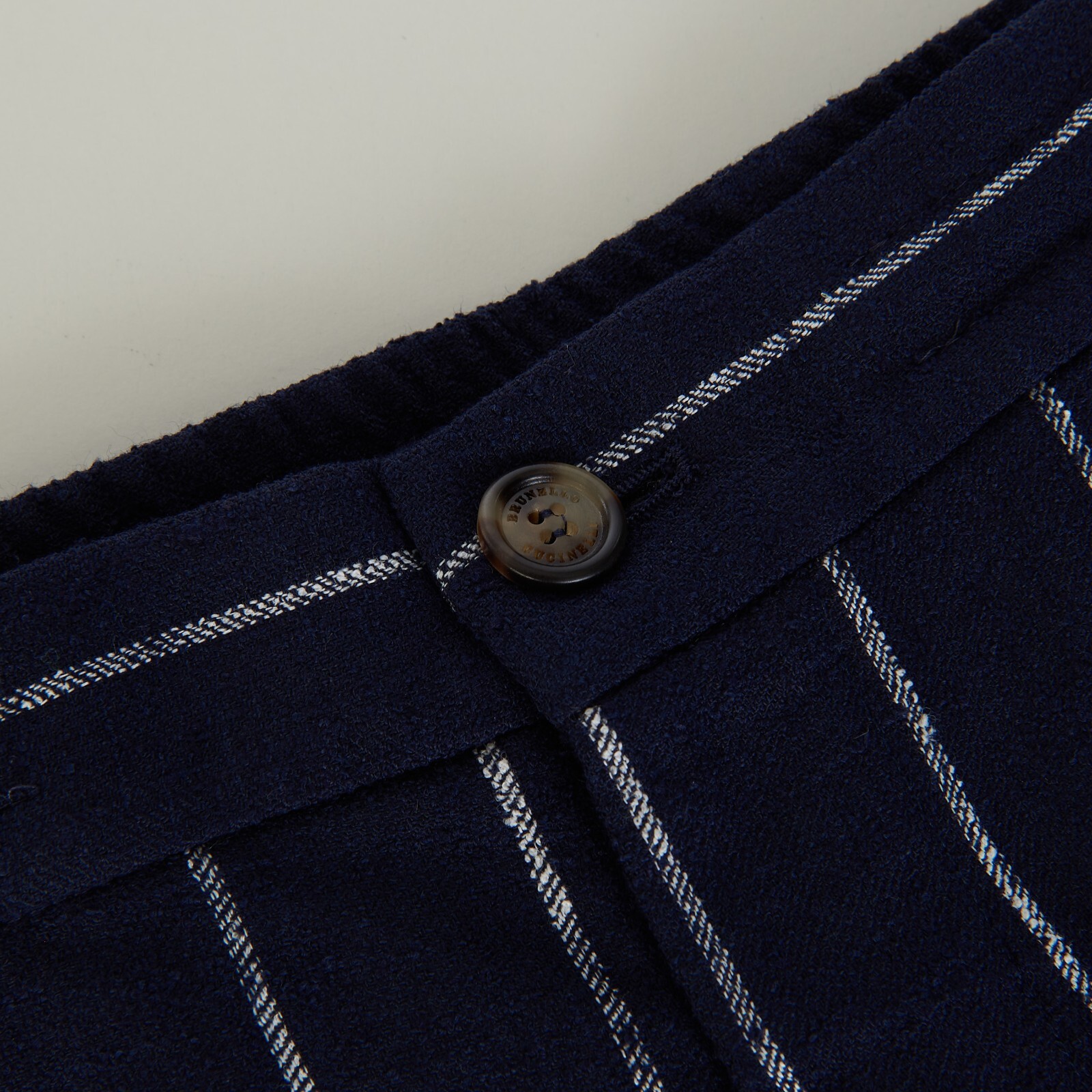 Pre-owned Brunello Cucinelli 1395$ Navy Chalk Stripe Bermuda Shorts - Drawstring, Pleats In Blue