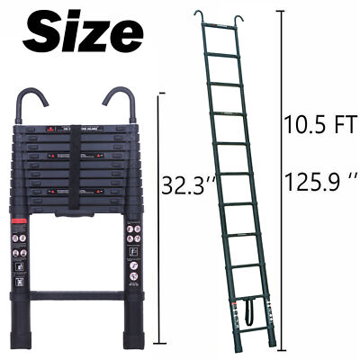 20ft/6.2m Aluminum Telescopic Ladder Safe Detachable Hook Extension Step Ladders