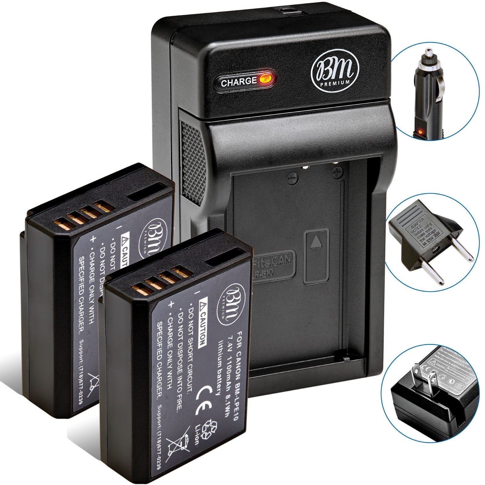 2 Pack LPE10 Battery + Charger for Canon Rebel T3, T5, T6, T7, EOS