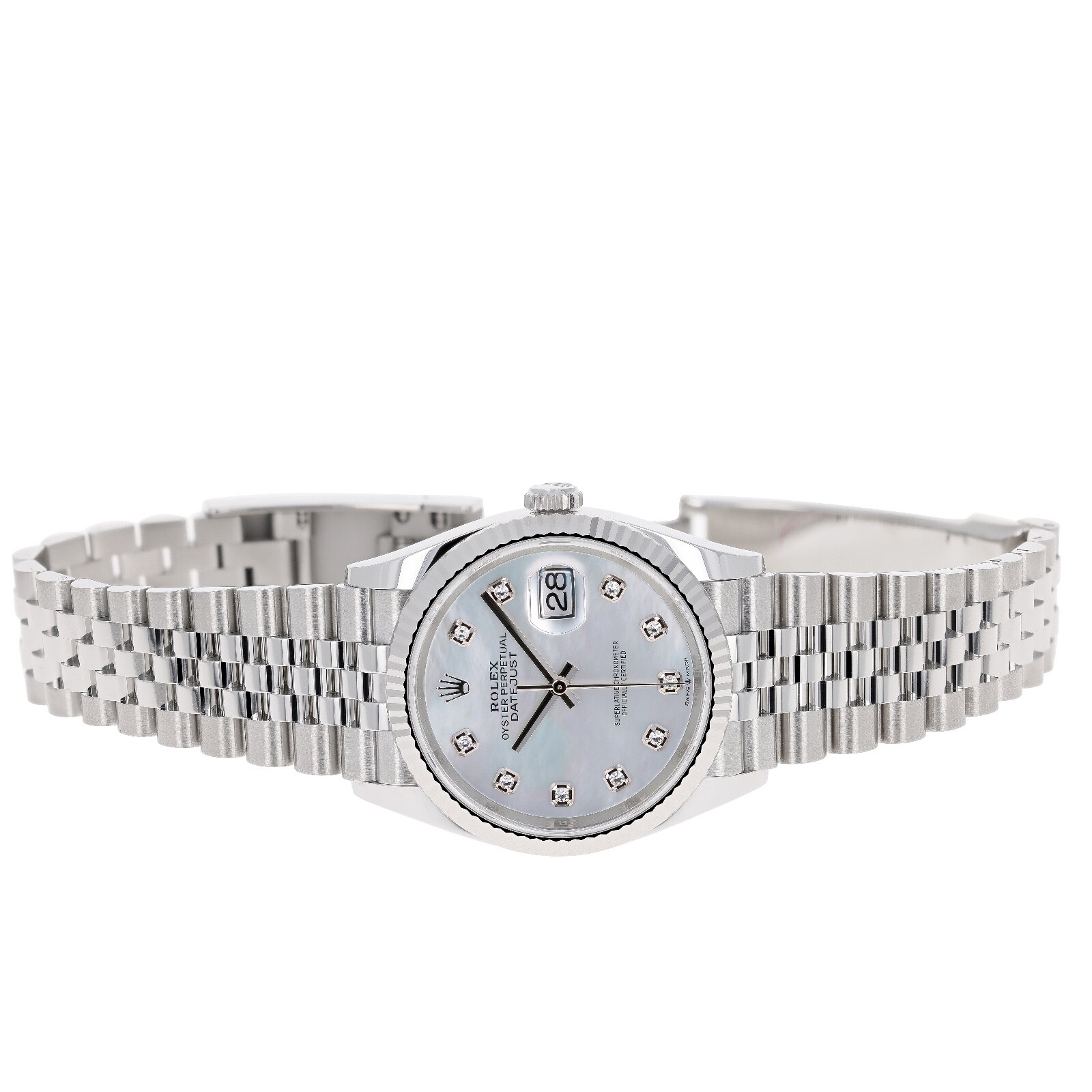 Pre-owned Rolex Datejust 36 Mm 126234 Mother Of Pearl Unworn 2024 White Mop Jubilee