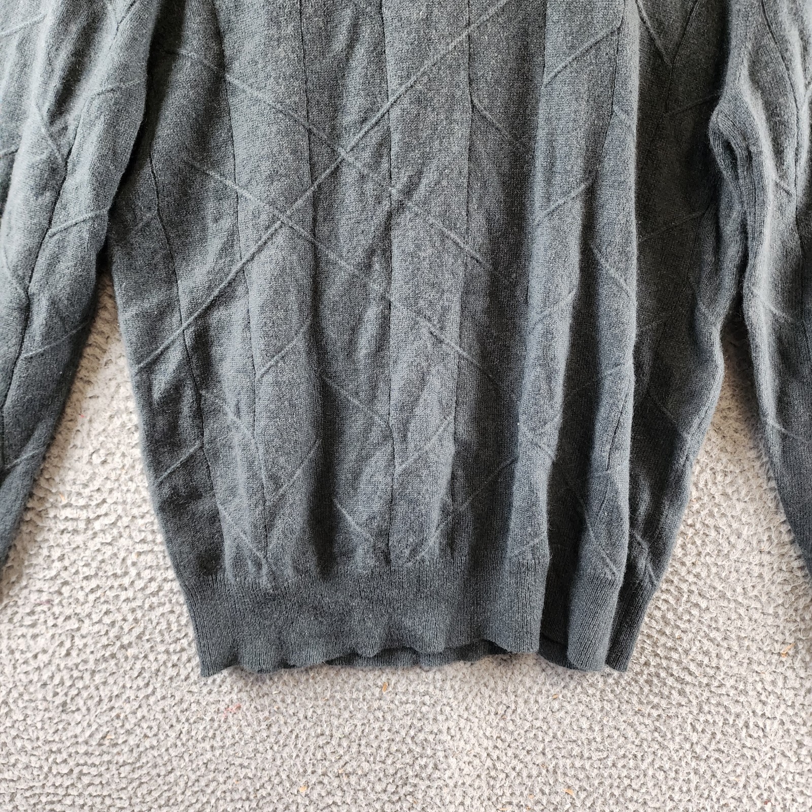 The Men's Store Bloomingdales Cashmere Novelty Stitch Sweater Mens S Slate Green - Picture 2 of 13