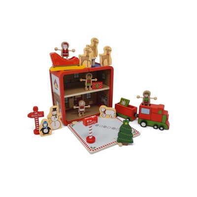 Jack Rabbit Creations Santa’s Workshop Suitcase Playset 16 Eco-Friendly Wo