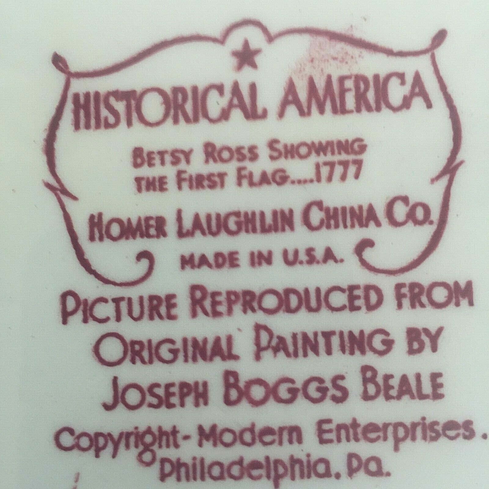 Vintage Homer Laughlin Historical America Red Transferware Betsy Ross 4 Plates