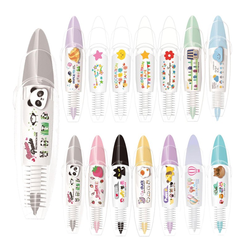 Press Type Decorative Pen DIY Cute Animals Pen Correction Ta