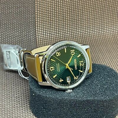 Pre-owned Seiko Presage Srpe45j1 Cocktail Mojito Green Automatic Brown Leather Men's Watch