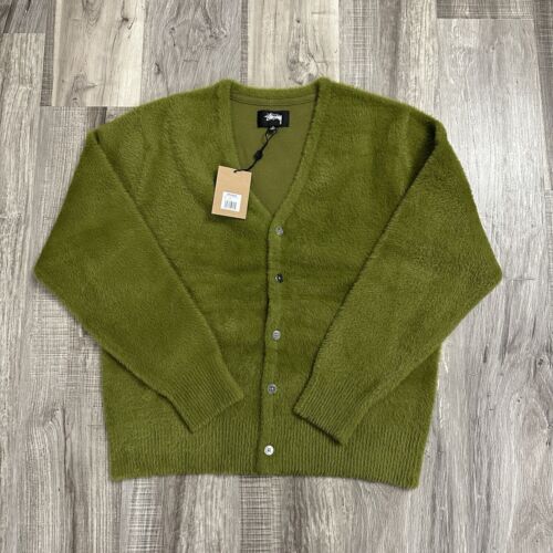 Stussy Shaggy Cardigan Olive Men's Size Medium M - Brand New Stussy Shaggy Cardigan Olive Men's Size Medium M - Brand New