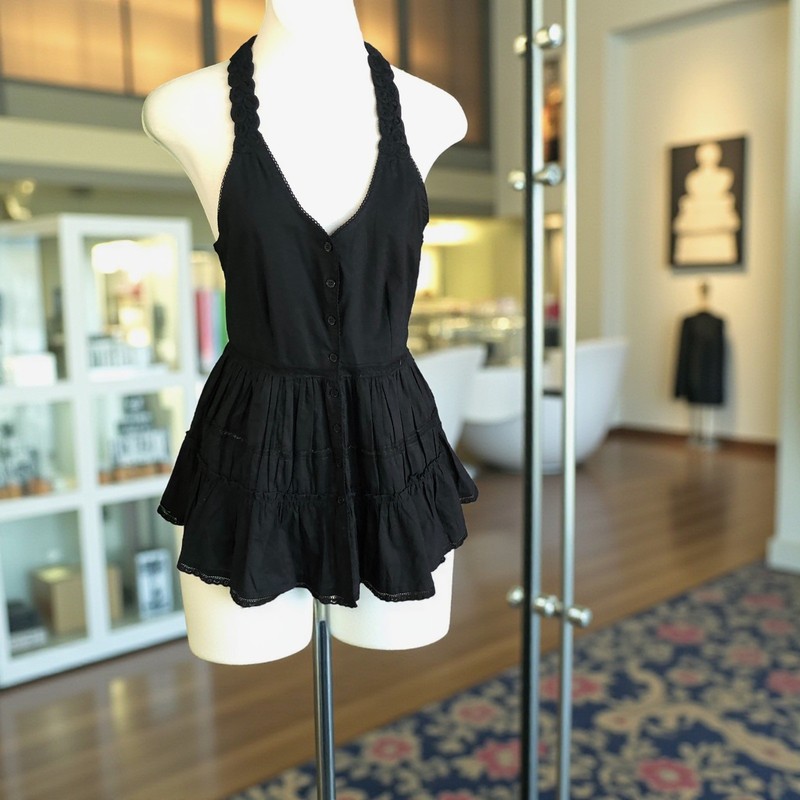 Alberto Makali Black Halter 100% Cotton Skater Dress Size Large NEW | eBay