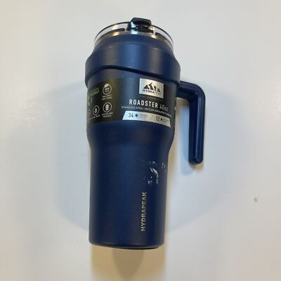 NEW HYDRAPEAK ROADSTER Stainless Steel 40oz TUMBLER w/ 2 Straws NAVY BLUE