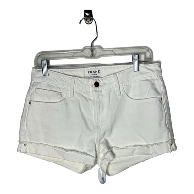 Frame Womens Shorts Size 26 White Denim Le Grand Garçon Short Cotton Festival
