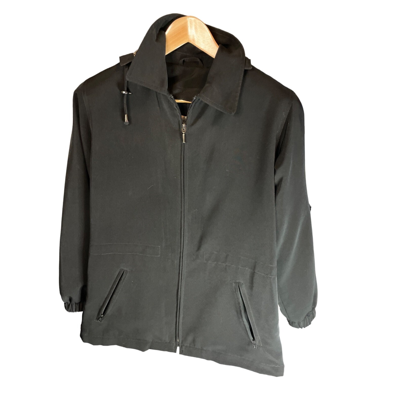 Westbound Petites Black Hooded Full Zip Lightweight Jacket