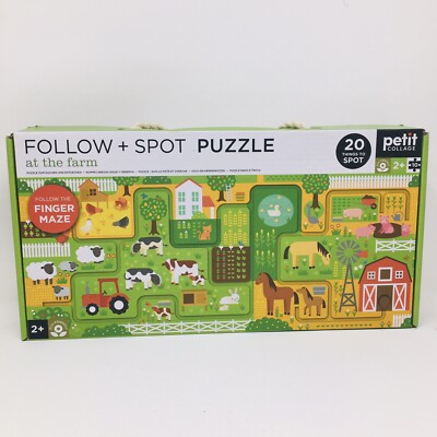 Petit Collage Follow + Spot Puzzle Maze At The Farm 10 Piece Kids Large Jigsaw