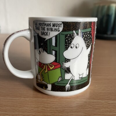 Moomin character Story Soft Snow Holiday Postman Mug Comic Rare