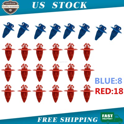 Red Nylon Fender Molding Clips For Toyota 90904-67037 Free Ship Set of 20