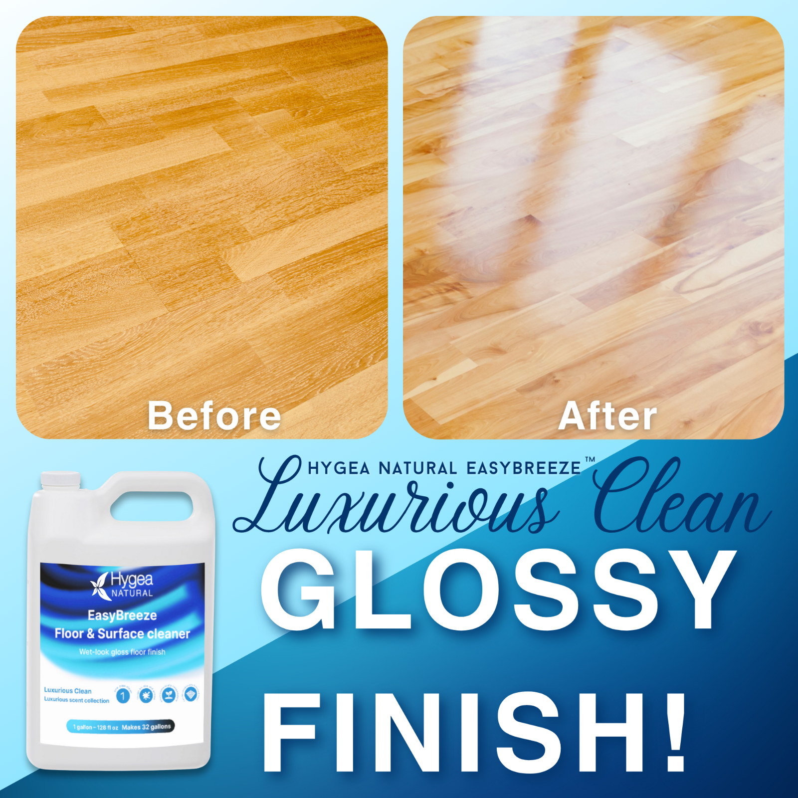 Hygea Natural Liquid Floor Cleaner, Non Toxic Cleaning Supplies