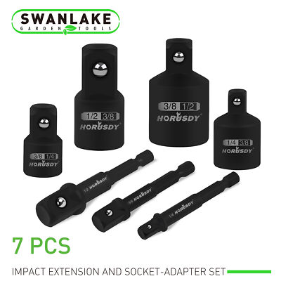 7-pack 3/8'' to 1/4'' 1/2 inch Drive Ratchet Socket Adapter Reducer Air Impact Set