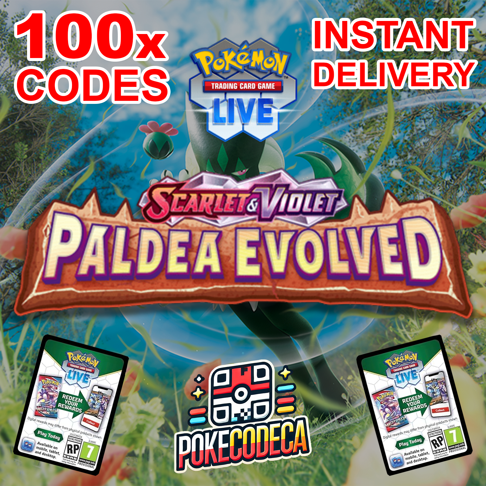 100x Paldea Evolved Codes Booster Pokemon TCG Live Pack *Instant Delivery*