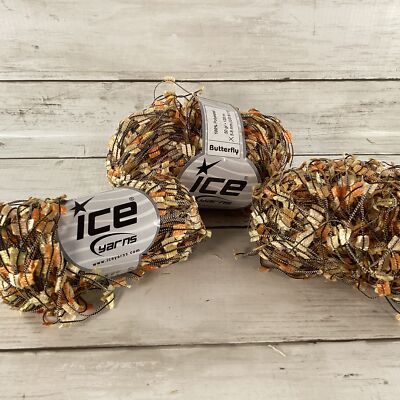 HL Fall Supply - Orange Brown Butterfly Ice Yarns 3 pk