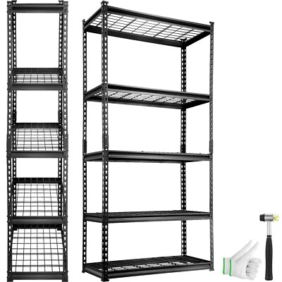 VEVOR 5-Tier Metal Storage Shelving Unit 16''D x 36''W x 72''H Storage Rack Shelf