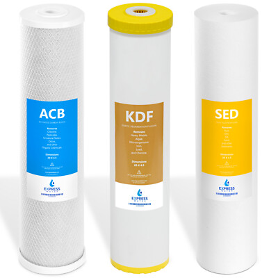 Whole House Replacement Water Filter Set Carbon CTO KDF Sediment 5um 4.5'' x 20''