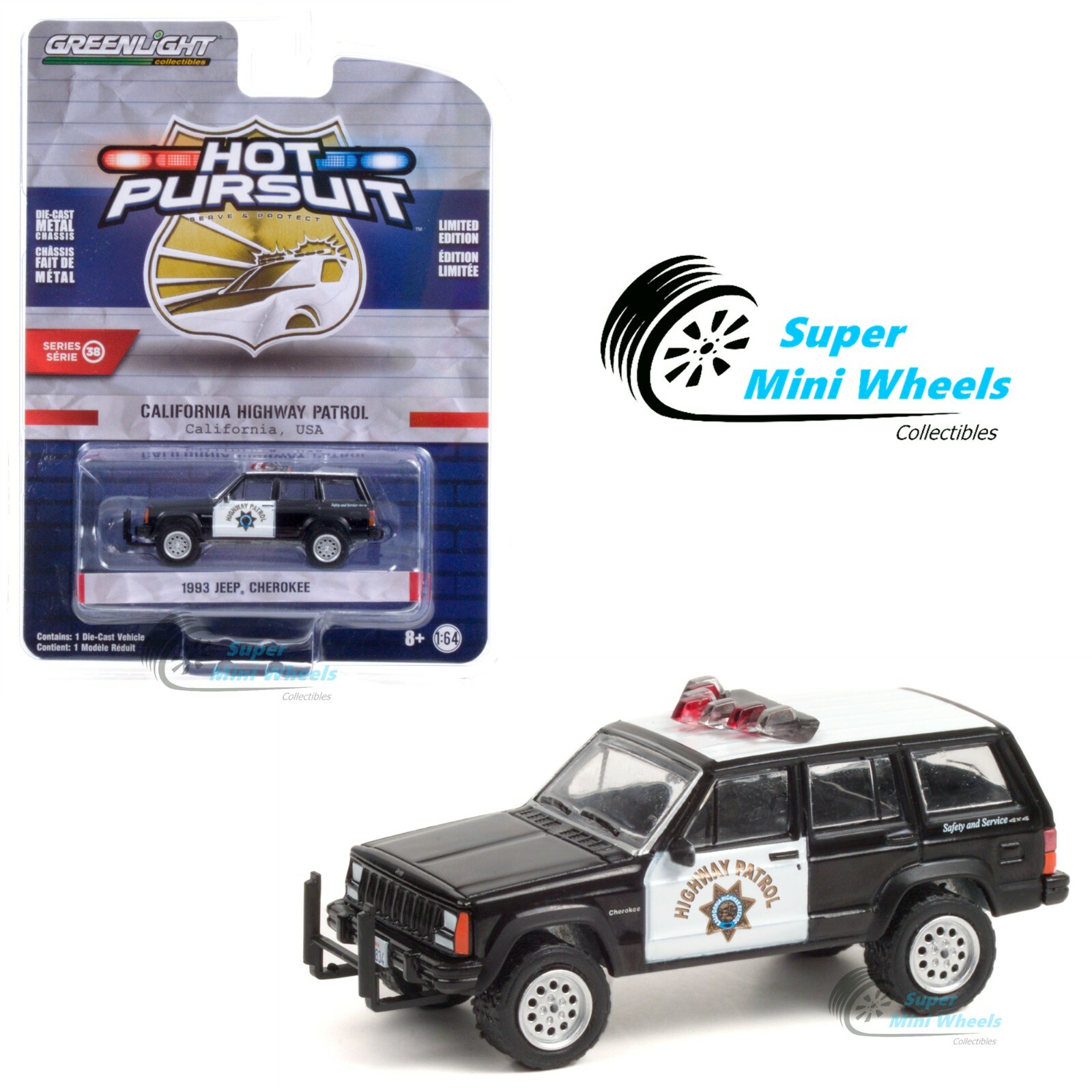 Greenlight 1:64 Hot Pursuit - 1993 Jeep Cherokee - California