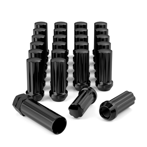 Set of 24 Epoch Spline Lug Nut Kit Black 14mm x 1.5 2" Tall M14x1.5 Super Duty