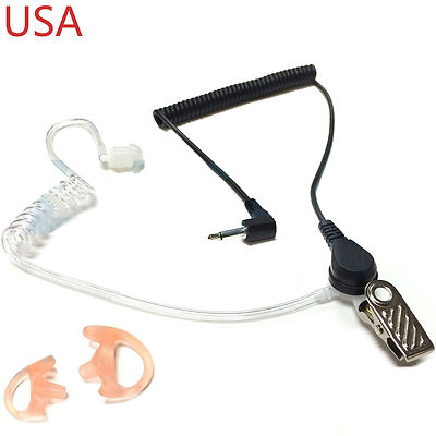 3.5mm Listen Only Acoustic Tube Earpiece Headset for Speaker Mic Plus 2 Earmolds