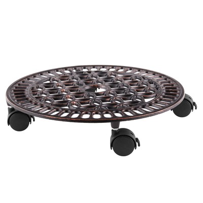 14in Brown Cast Iron Plant Caddy