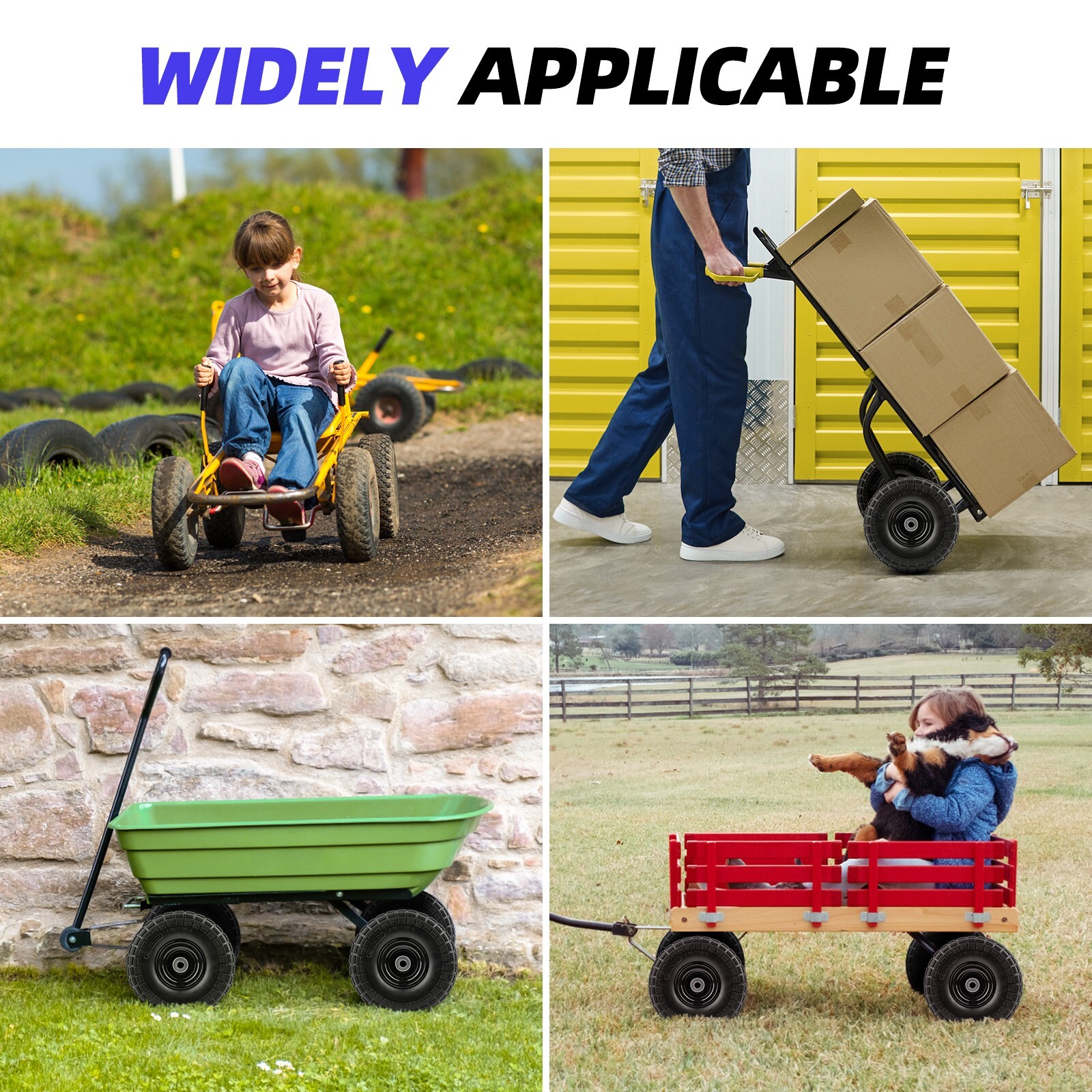 2 PACK 10" Flat Free Tubless Tire Wheel 4 Hand Truck Dolly Go Kart Wagon FOAM