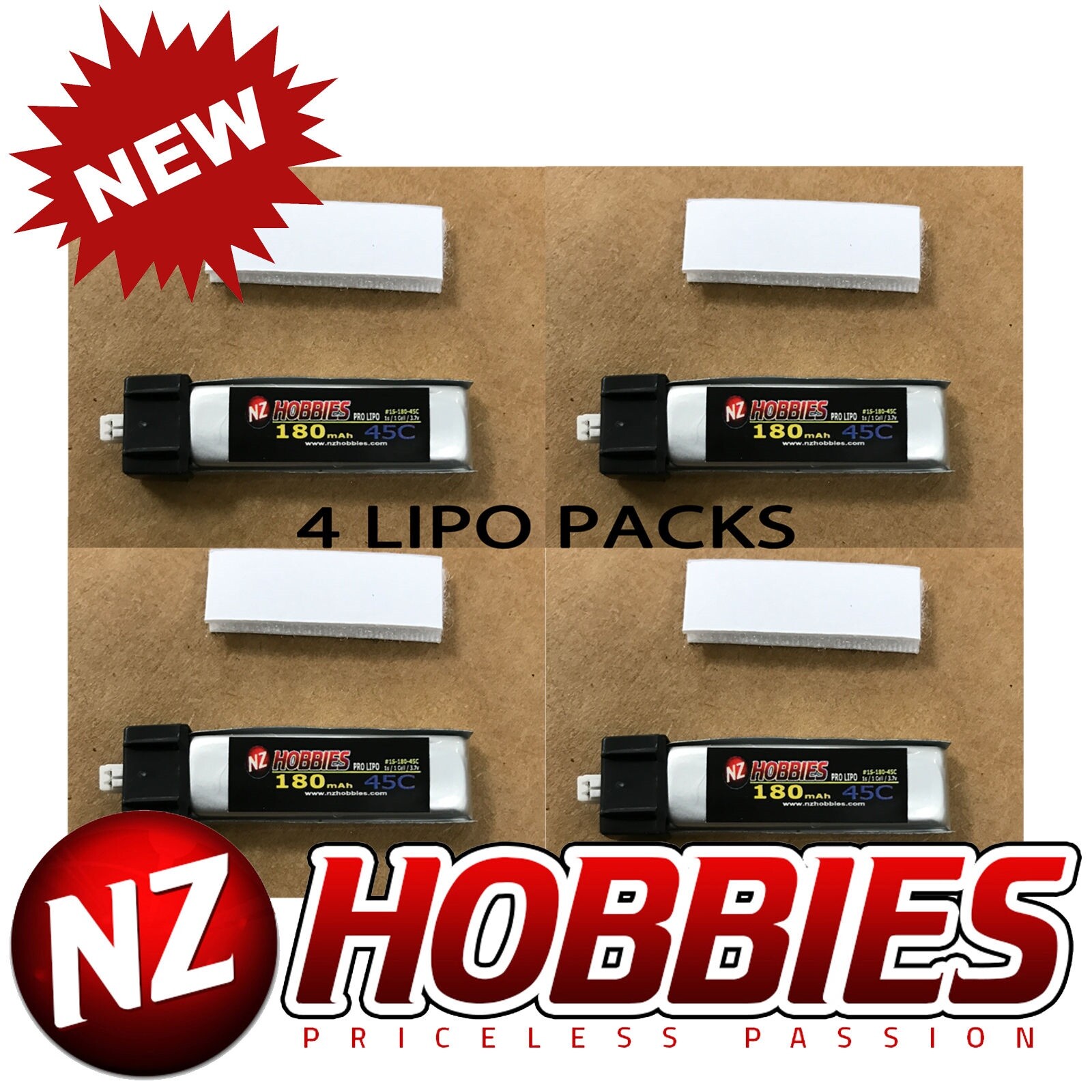 NZHOBBIES 1S 3.7V 180Mah 45C Lipo Battery (4) : ParkZone Night
