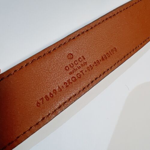 Pre-owned Gucci Denim Gg Monogram Dollar Calfskin Belt 95cm In Multicolor