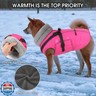 PETDSH Dog Coat Large, Built-in Harness Dog Jacket with Warm Fleece Lining, Waterproof Reflective Dogs Winter Coat, Pet Coats with Pocket and Trash Bags (Pink, XX-Large)