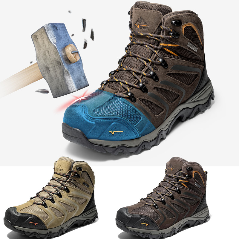 Men Waterproof Work Boots Steel Toe Safety Construction Boots Hiking