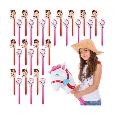 Chivao 30 Pack Inflatable Stick Horse Blow up Horse Toy Horse on a Stick Hors...